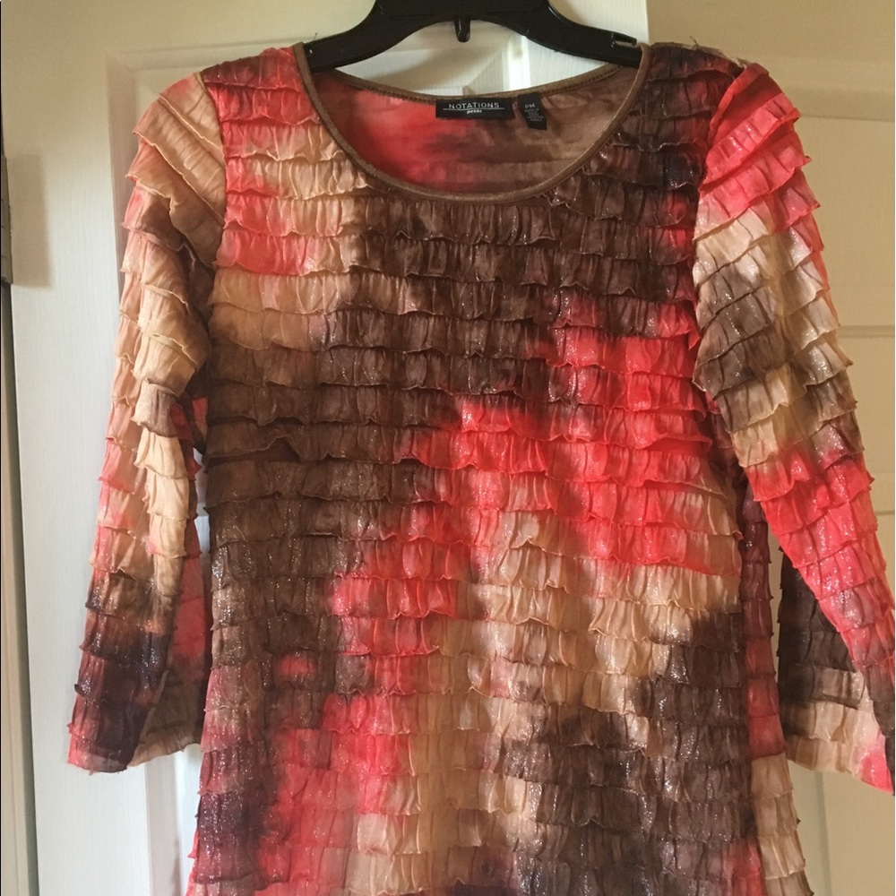 Notations 3/4 Sleeve Tiered Ruffle Layered Top